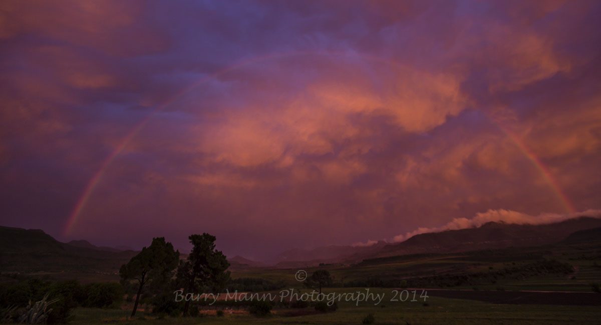 Evening rainbow, Maphutseng Valley, Lesotho    © Barry Mann Photography 2014