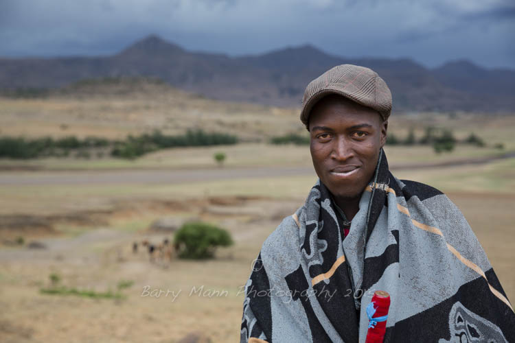 Shepherd in blanket, Maphusteng Valley, Lesotho